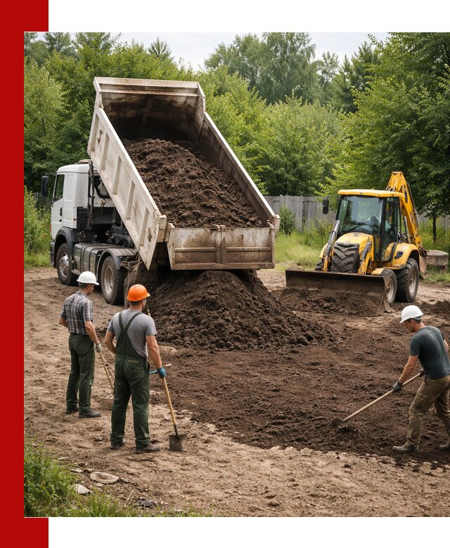 Доставка и укладка грунта для выравнивания участка в Самаре