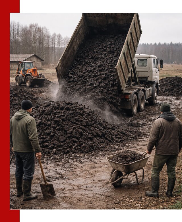 Доставка низинного торфа с разгрузкой и доставкой в Самаре