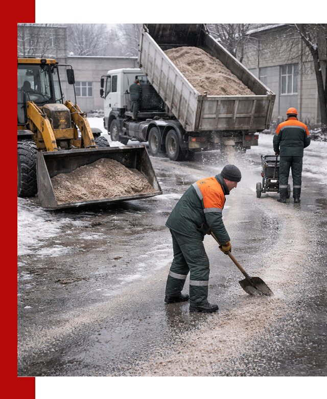 Реагент против гололеда с доставкой и нанесением в Самаре