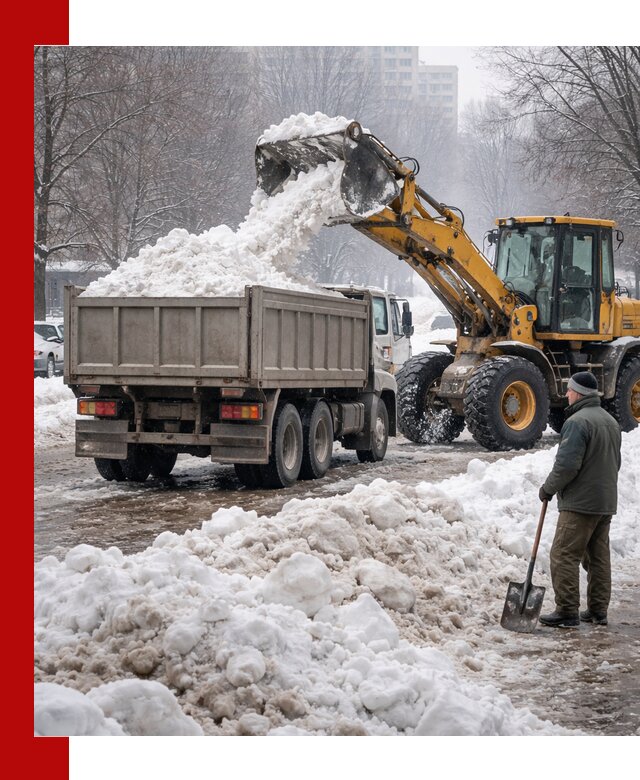 Вывоз снега грузовой техникой в Самаре оперативно и чисто