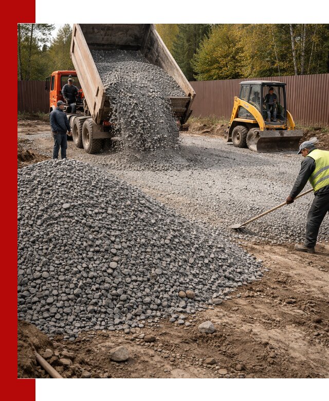 Отсыпка участка щебнем с доставкой и уплотнением в Самаре